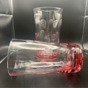 Waterford Marquis Crystal POLKA DOT Highball Glasses Pink Set of 2
